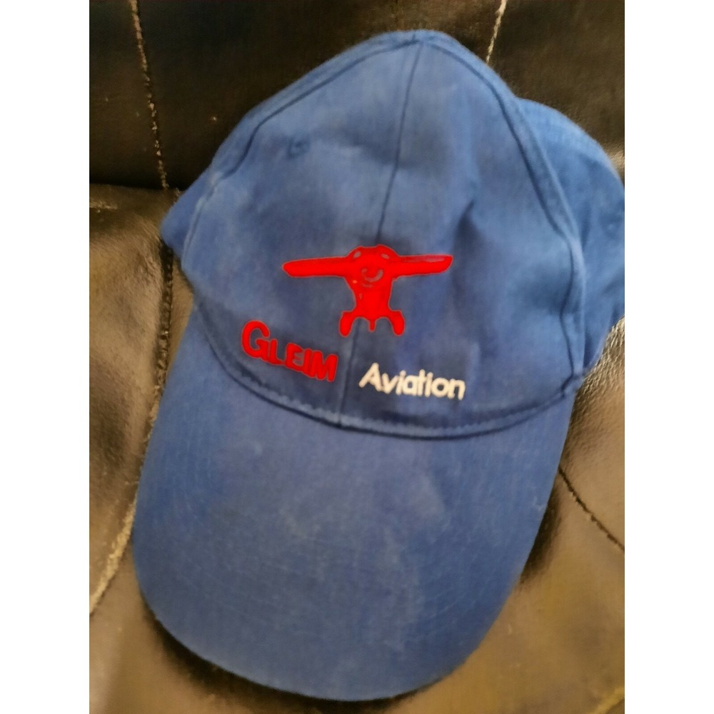 Gleim Aviation Adjustable Hat Cap Hook Loop Blue Airplane Flight